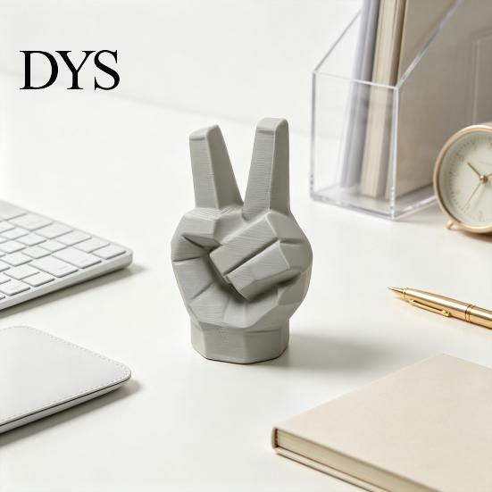 Фигурка жеста победы, 3D-печатная скульптура руки, Современная статуэтка из смолы для дома, офиса, Геометрическое искусство, Декор для стола, Креативное пальцевое украшение, полка