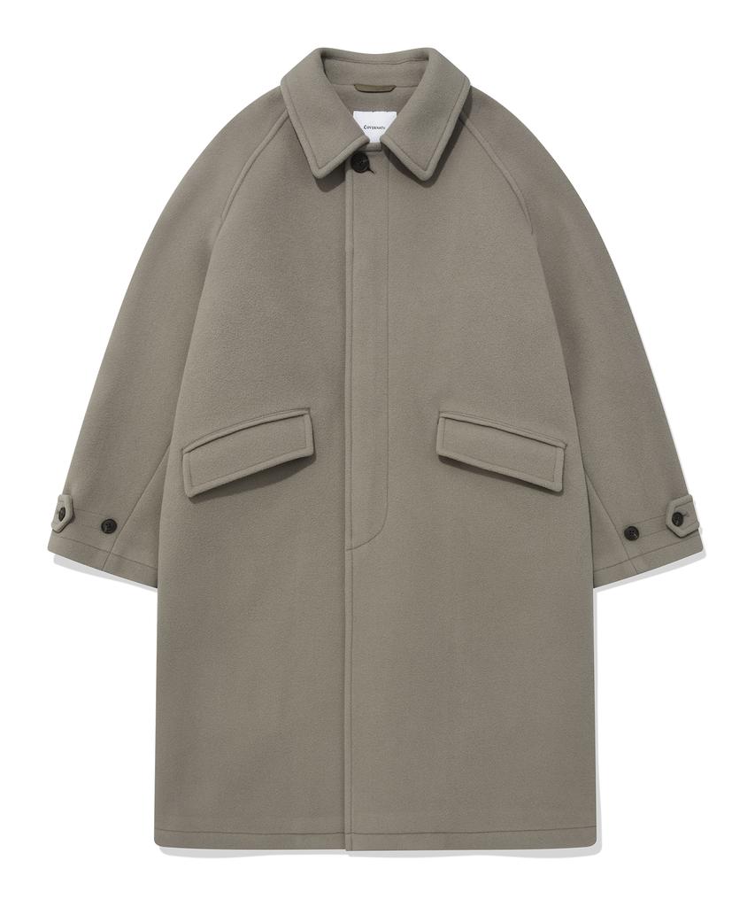 Covernat Wool Balmacaan Coat Beige