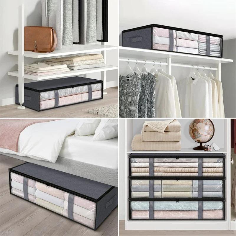 Under Bed Storage Bag For Portable Foldable Quilt Bags Wardrobe Clothes Organizer Storage Box Dustproof Organizer Large Capacity