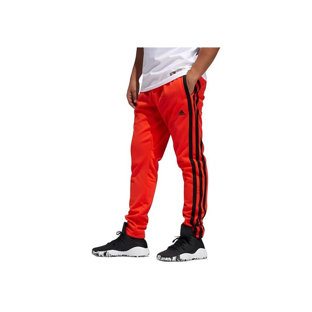 Adidas Striped Drawstring Sport Casual Pants Men Bottoms Red GL7103