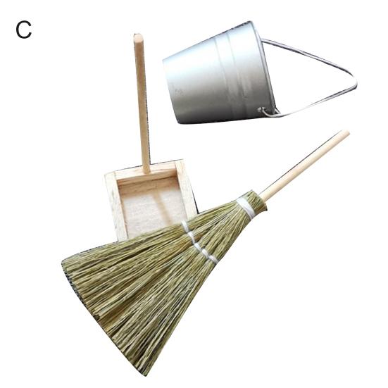 Мини-веник, совок, ведро, имитация бытовой модели, декор, набор игрушек для кукольного домика