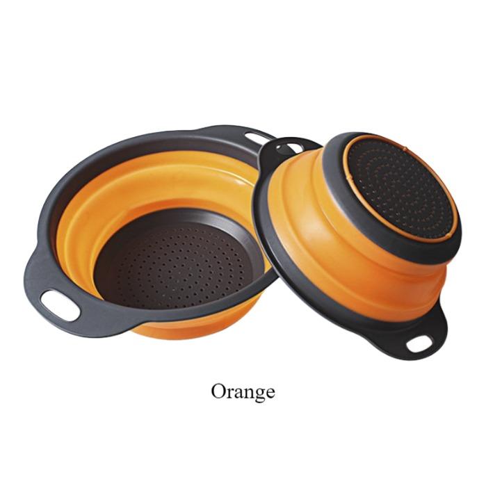2 Pieces Silicone Strainer Foldable Colander Filter Drain Washing Drain Basket Collapsible Colander Set