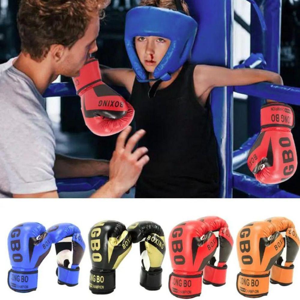 Sponge Padding Leather Boxing Gloves PU Leather Kickboxing Protective Gloves  Children