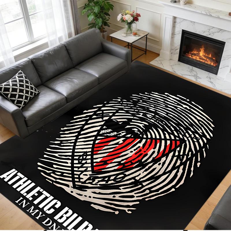 Anti‑Slip Crystal Velvet Floor Rug, Athletic Bilbao Design Carpet for Indoor Living Bedroom Home Decoration