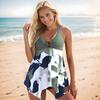 Women's Shoulder Strap Swimsuit Large Green Leaves Print Bikini Tankini Swimsuit