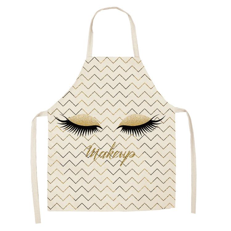 Eyelash Printing Apron Clean Art Sleeveless Home Kitchen Cooking Apron Chef Clothing Cotton Linen Bib for Adults