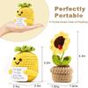 2PCS Positive Emotional Support Pineapple Sunflower Pot Home Room Decoration Crochet Pineapple Dolls With Card Christmas Gift