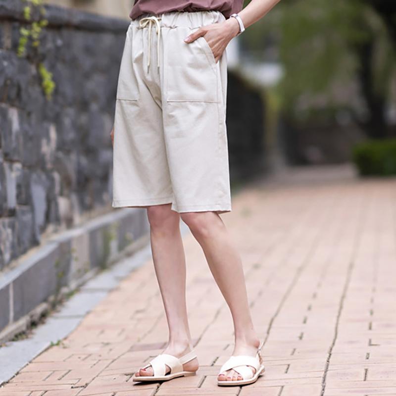 Новые модные шорты, женские летние легкие брюки с высокой талией, широкие брюки, повседневные брюки средней длины, прямые, большого размера, с эластичной талией, для женщин