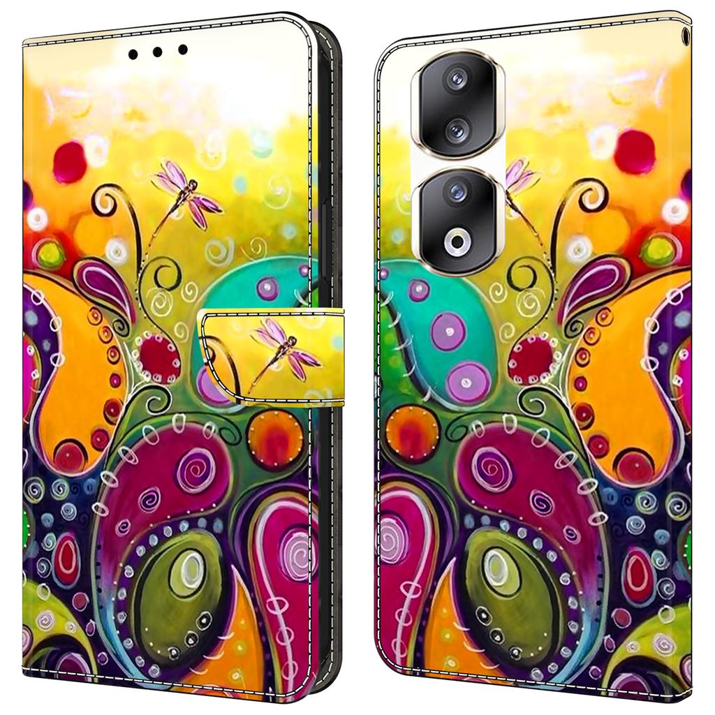 For Honor 90 Pro Case PU Leather Card Slots Phone Back Cover Pattern Printing Design