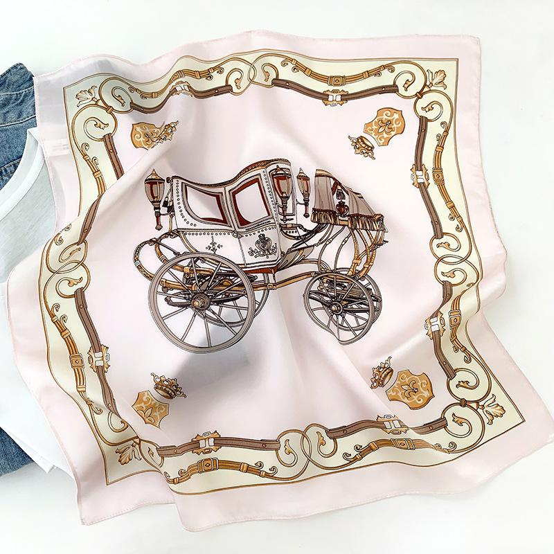 1116 retro carriage new silk small square scarf women's spring and summer decoration small scarf mulberry silk silk scarf sunscreen shawl