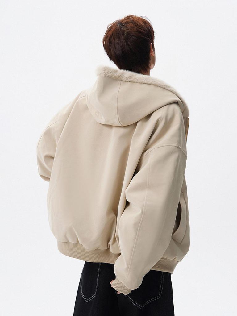 Men's Autumn/Winter American Style Eagle Fur Collar Cotton Jacket, Deconstructed Hooded Coat