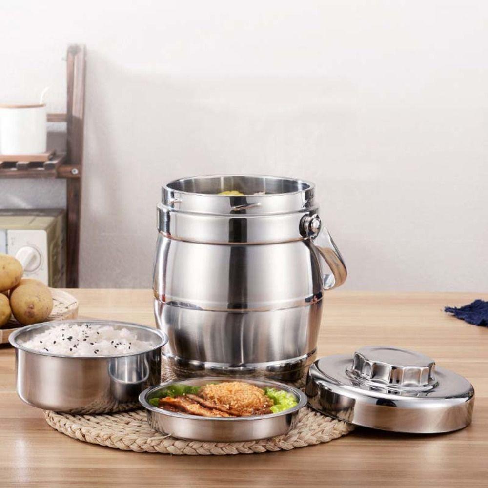 Stainless Steel Thermos Food Jar Foldable Handle Insulated Pot Portable Thermal Lunch Box  School