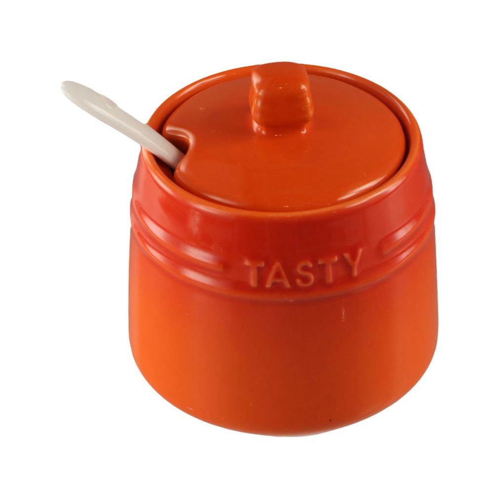 Spoon Ceramic Spice Jar Lid Kitchen Canisters Creative Sugar Pot Salt