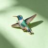 Colorful Hummingbird Enamel Pin Set, Delicate Flying Bird Brooches, Vibrant Nature-Inspired Metal Badges with Gold Trim