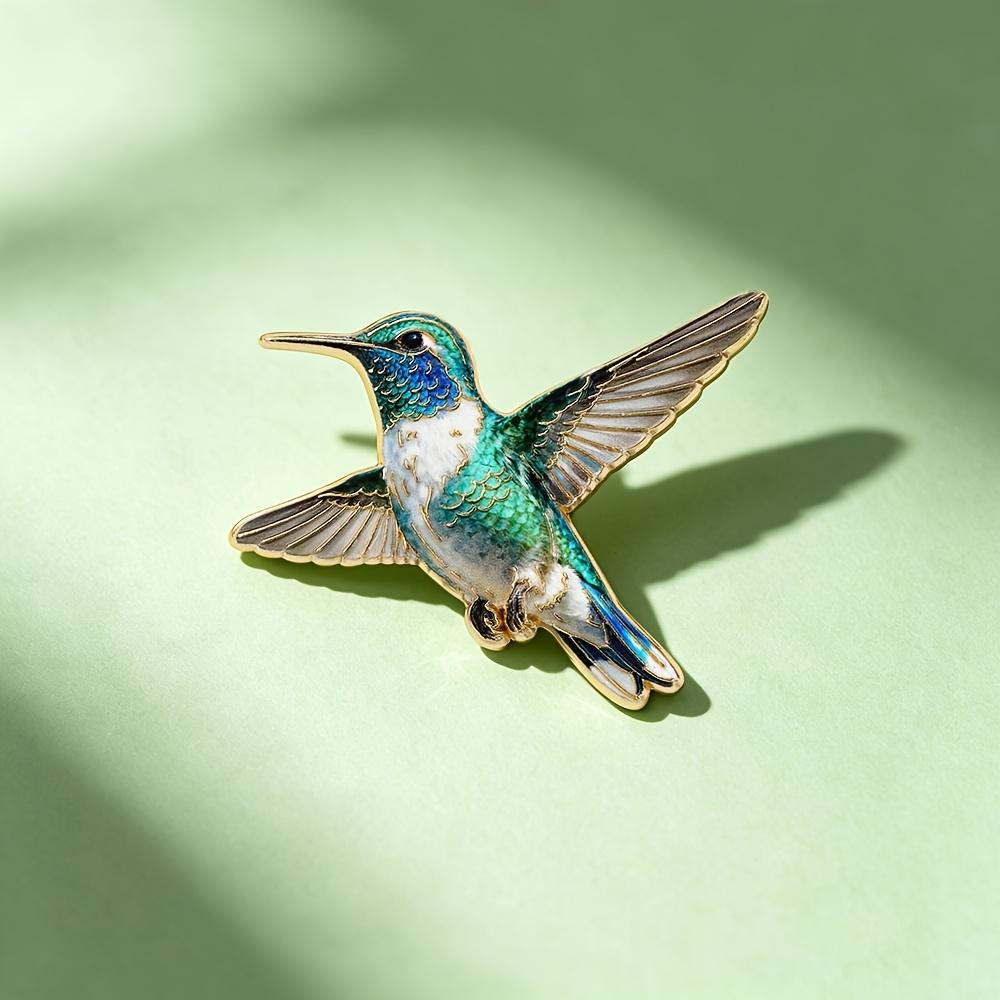 Colorful Hummingbird Enamel Pin Set, Delicate Flying Bird Brooches, Vibrant Nature-Inspired Metal Badges with Gold Trim
