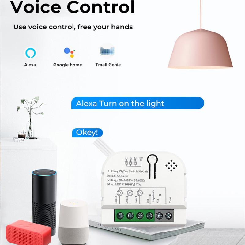 Zigbee Tuya Умный 3-позиционный модуль Вкл/Выкл для Alexa
