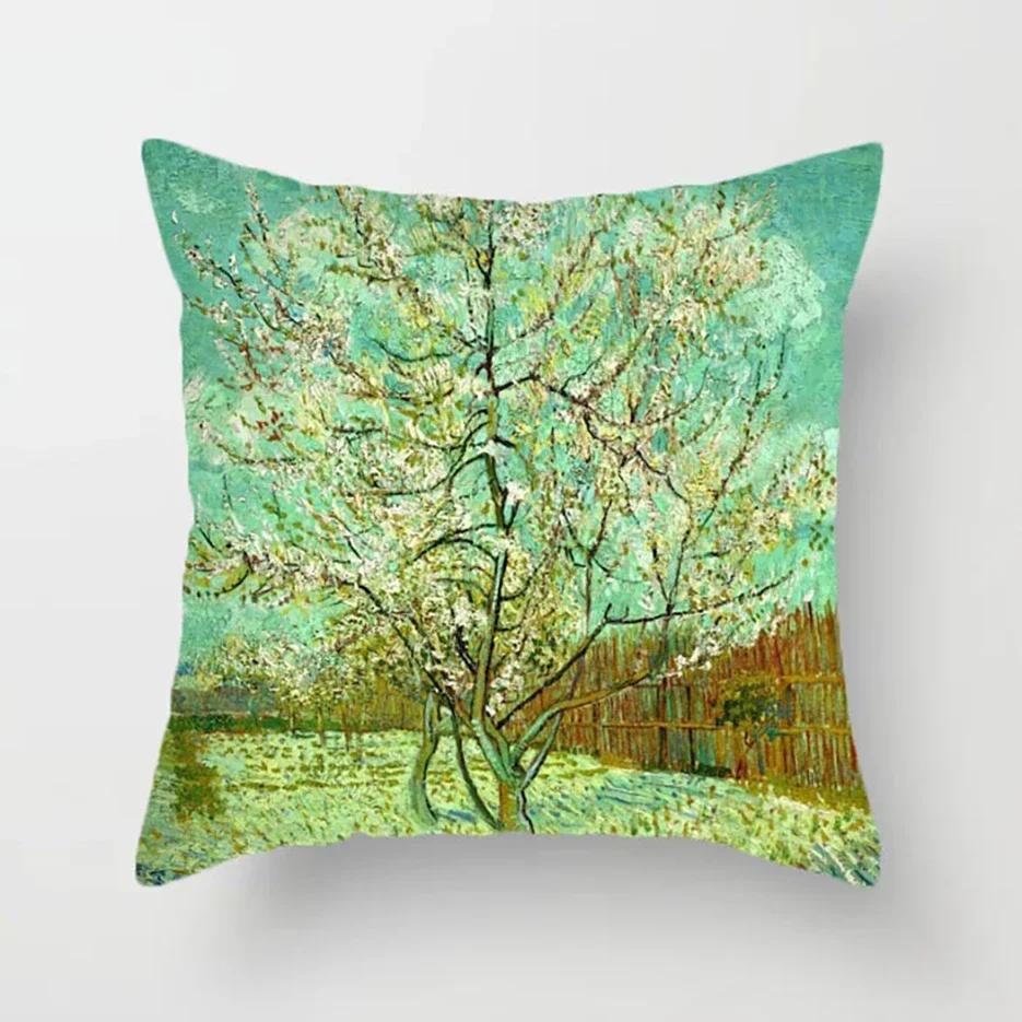 Van Gogh Painting Pillow Case Home Decor Linen Cushion Cover for Sofa Aesthetic Pillow Cover Star Night Sunflower Self-portrait
