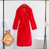 Women Winter Warm Faux Fur Coat Thick Women Long Coat Turn Down Collar Women Warm Coat With Belt Casaco Feminino