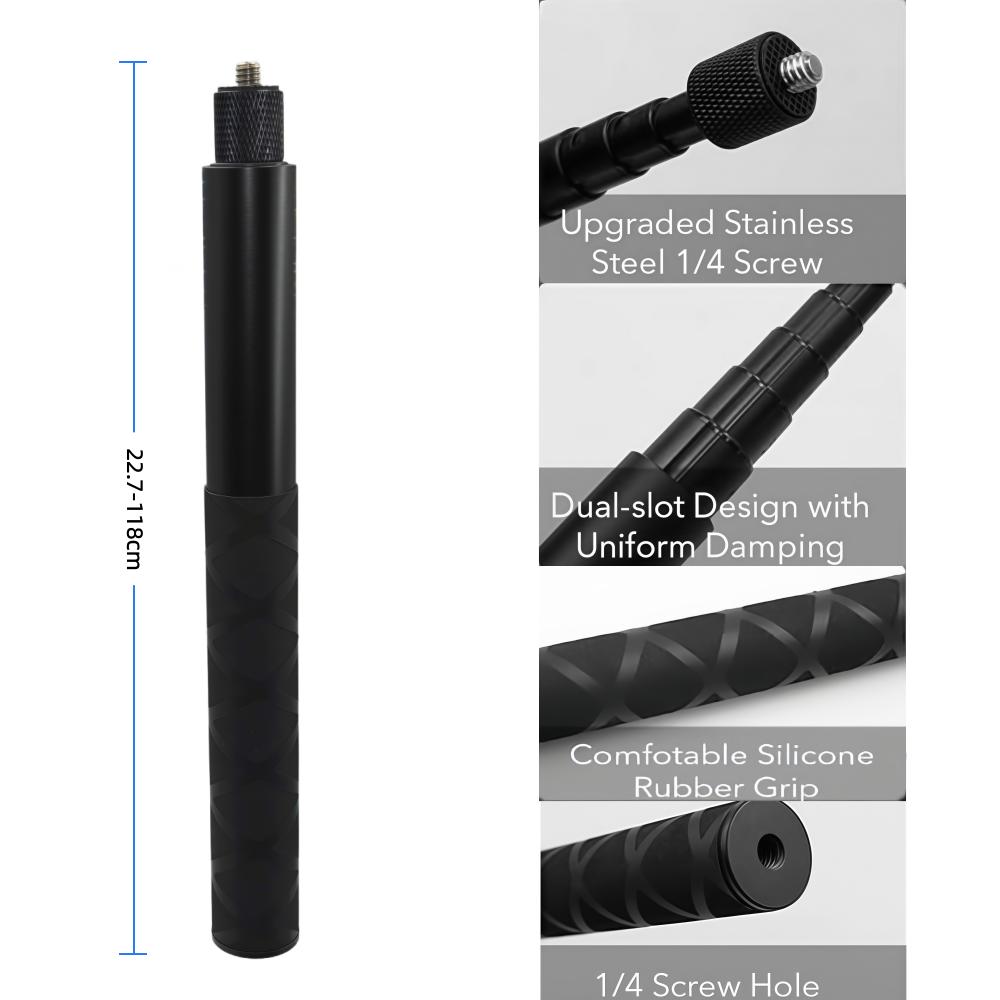 22.7-118cm Invisible Extension Pole Selfie Stick Aluminum Alloy Handle Monopod for Insta360 X4 X3 X5 Action Camera Accessories