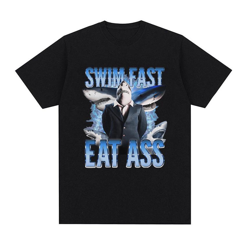 Футболка с забавной рыбкой и рисунком мема, мужская и женская футболка в стиле ретро, ​​модные футболки высокого качества, топы, повседневная футболка большого размера из 100% хлопка