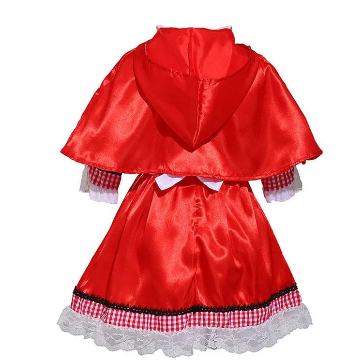 Little Red Riding Hood Girl Cosplay Costume Tutu Hooded Cloak Newborn Romper Dress Christmas Party Kids Girl Dress For 3-8 Year