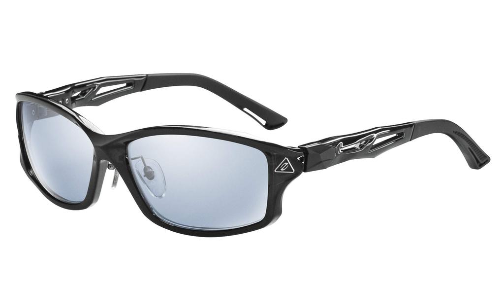 Zeque STELTH Polarized Clear MASTER MIRROR F-1925 Sunglasses, Black, BLUE/SILVER