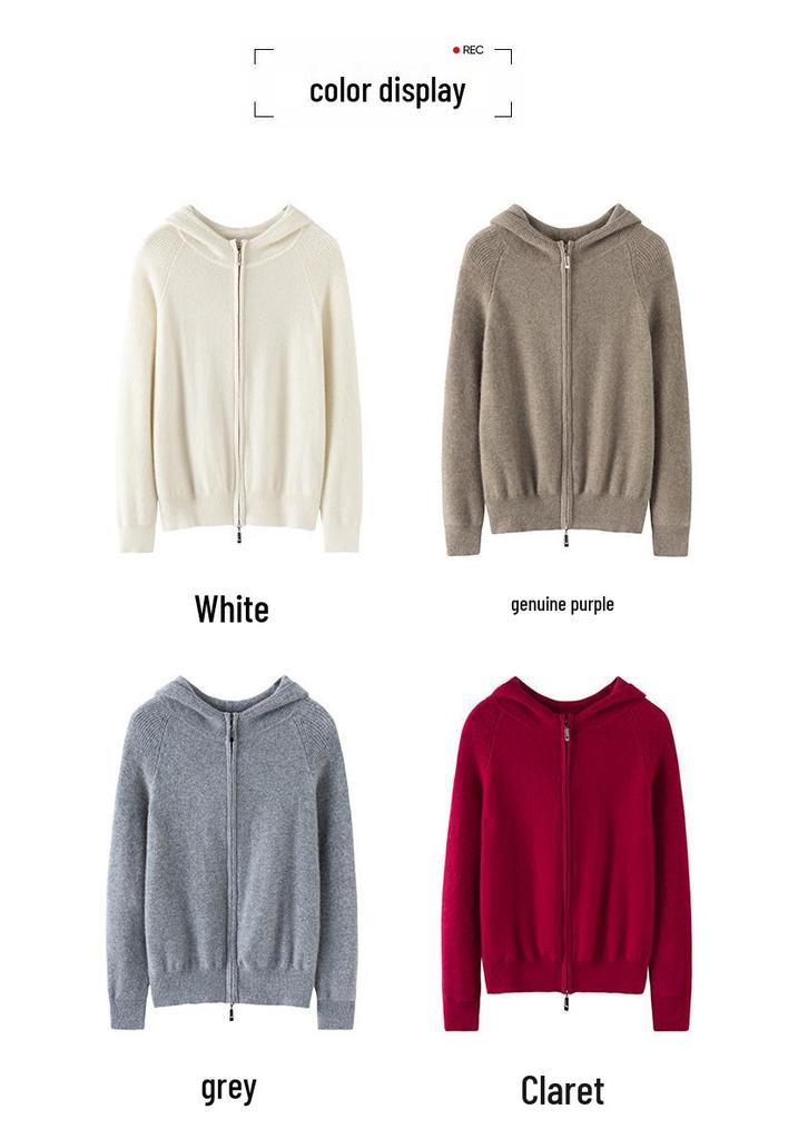 Women's 12-Gauge Pure Cashmere Hooded Cardigan Coat