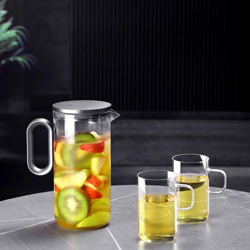 Samadoyo Heat-resistant Glass Tea Pot Aluminum Alloy Cup Lid Modern Tea Pot with Filter Screen Tea Pot Boiling Pot Tea Set 900ML