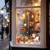 Storefront Decorative Film Christmas Lamb Static Glass Stickers, Reusable PVC Window Cling, Holiday Decorations Decals with Bells Snowflakes Tree And