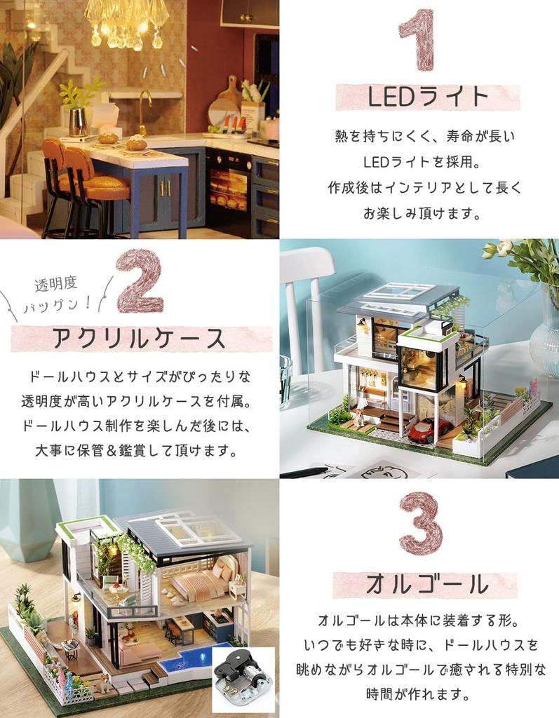 moin moin Кукольный домик Миниатюрный DIY Набор для ручной работы Инструкции Европейская вилла Садовая вилла Светодиодная подсветка Акриловый кейс Фигурка Музыкальная шкатулка 2201dh307 1/24