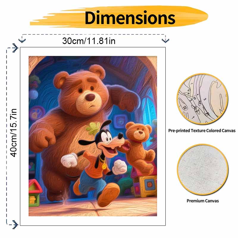 Disney digital oil painting art painting bear and dog handmade diy home decorations