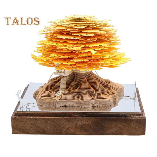 3D-календарь со светодиодной подсветкой, художественная бумажная скульптура, домик на дереве, отрывной календарь с подсветкой, специальное бумажное украшение для рабочего стола