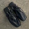 Sqaure Head Solid Color Women Slippers Fashion Flats Summer Sling Back Ladies Shoes Elegant Low Heels Zapatos Mujer