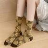 Floral Embossment Socks Women Autmn Winter Japanese Style Vintage Cotton Long Socks Harajuku Retro Streetwear Middle-tube Socks