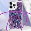 For iPhone 16 Pro TPU Case with Lanyard Quicksand Pattern Print Phone Cover