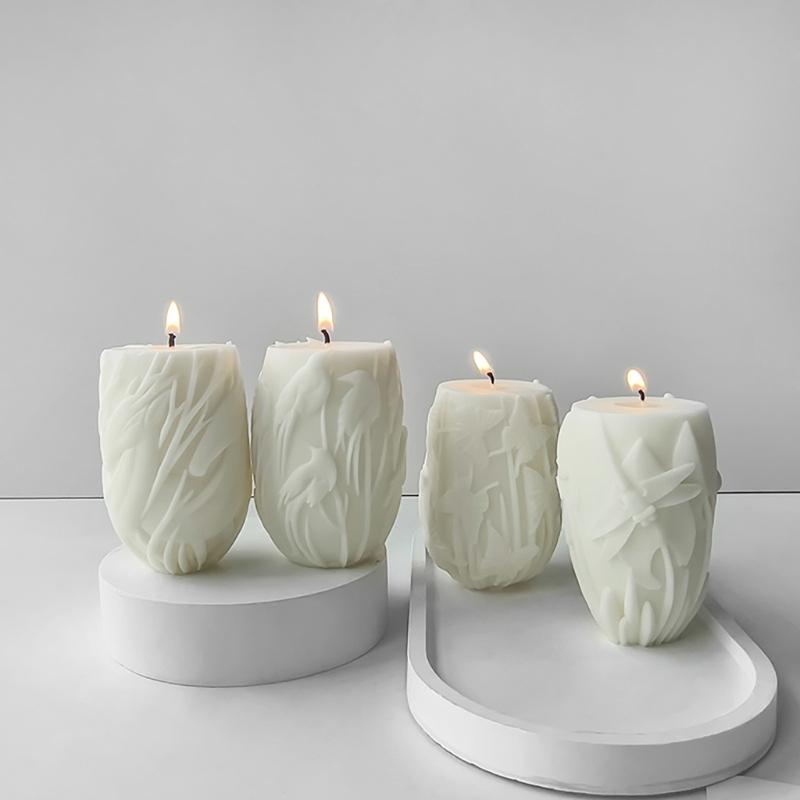 Уникальные силиконовые формы для изготовления свечей, рельефные цилиндрические формы, силиконовые формы для изготовления мыла и ароматических свечей
