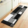 Black Gray Block Geometric Kitchen Carpet Anti Slip Floor Mat Modern Abstract Printed Floor Mat Home Decoration
