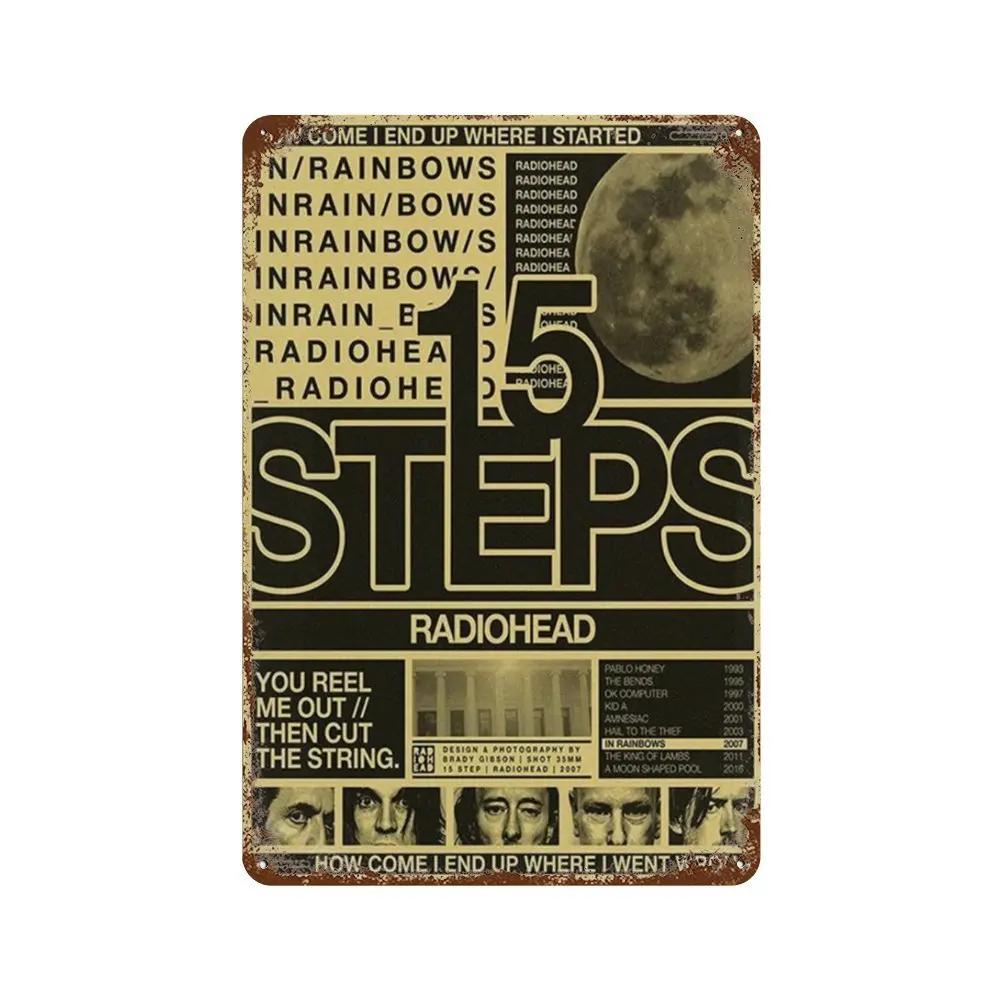 Рок-группа Radiohead Music Art Poster Ретро Металлическая жестяная вывеска Винтажная табличка для дома, комнаты, бара, клуба, мужской пещеры, кафе, декор настенные тарелки