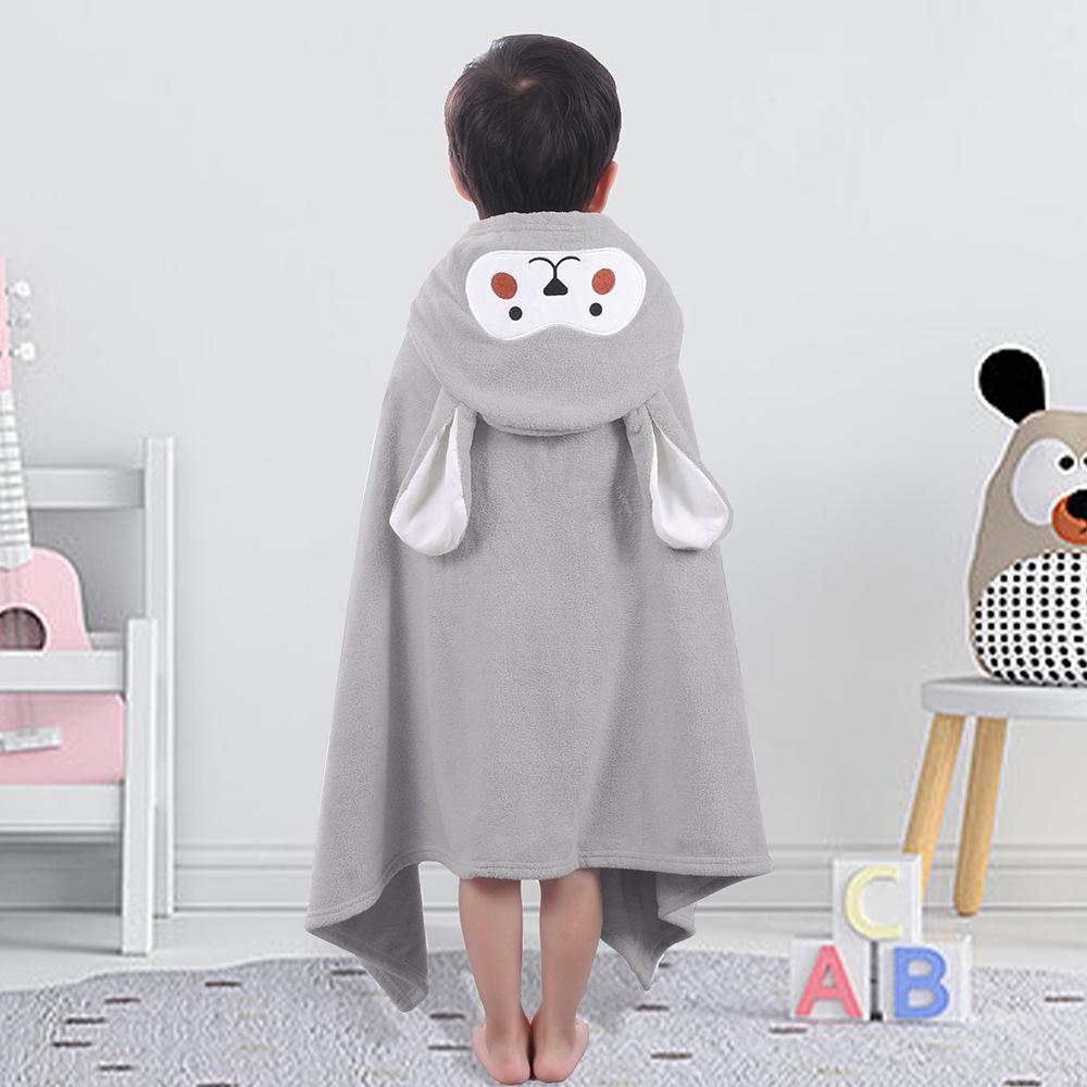 Children's Coral Fleece Hooded Bathrobe - Summer Baby Towel and Cloak for Swimming