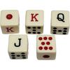 Set of 16mm Poker Dice Squared Corners and Black PU Leather Dice Cup Plush Velvet Lined - Gift Boxed (Spanish Poker (Ivory), Black/Red Cup)
