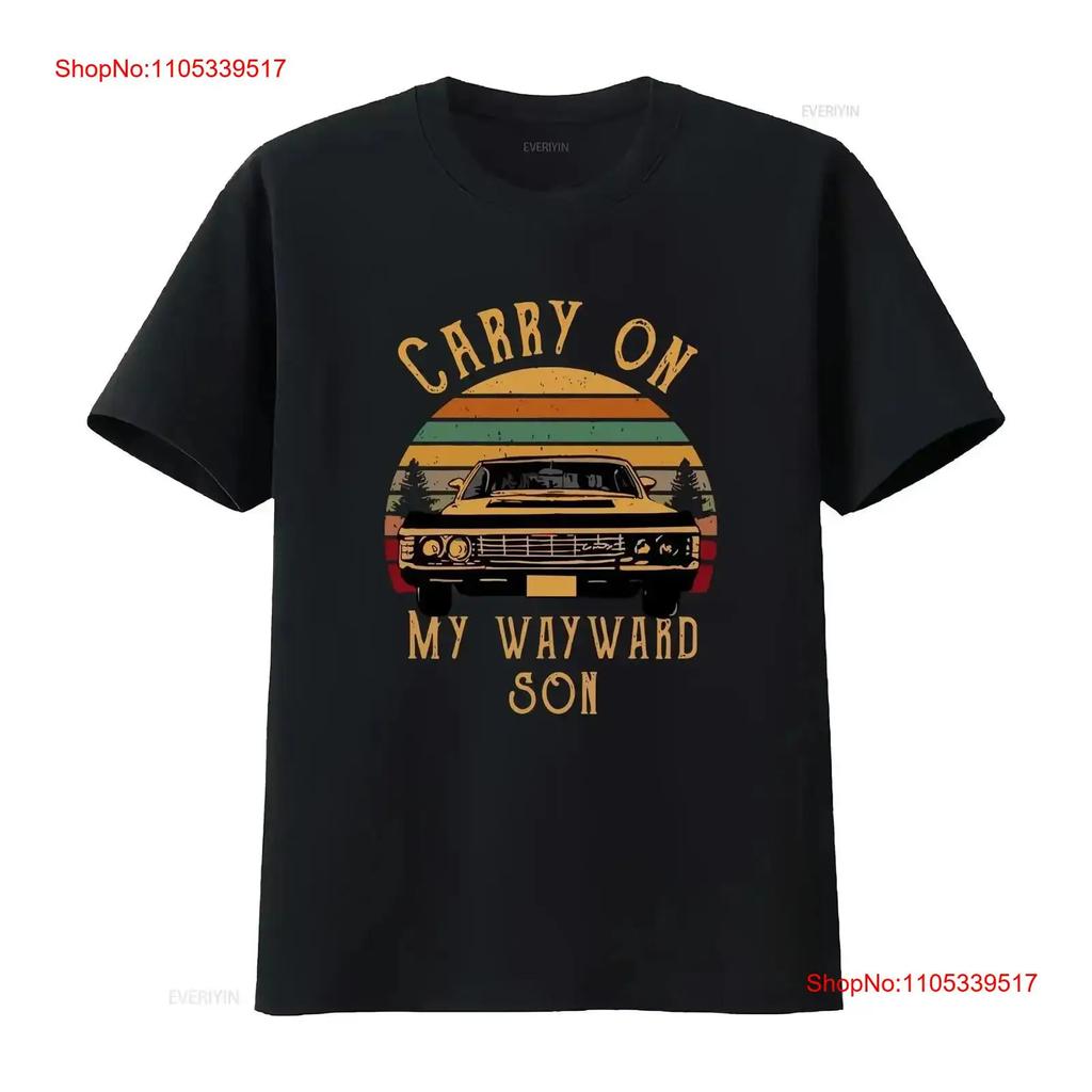 Carry On My Wayward Son Vintage Supernatural Show T Shirt Washed Versatile graphic Comfortable