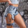 Sexy High-Waisted Broken Holes Tight Package Hip Jeans Female Denim Shorts
