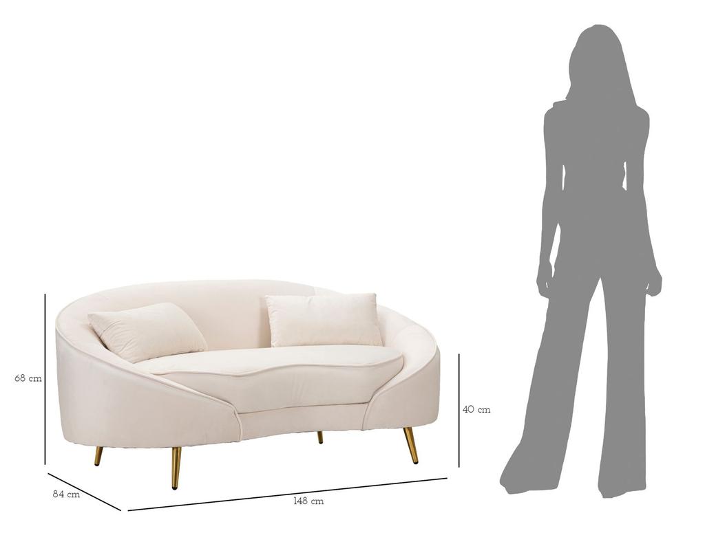 Sofa 2 Seaters Oslo With Cushions Cream Cm 148X84X68