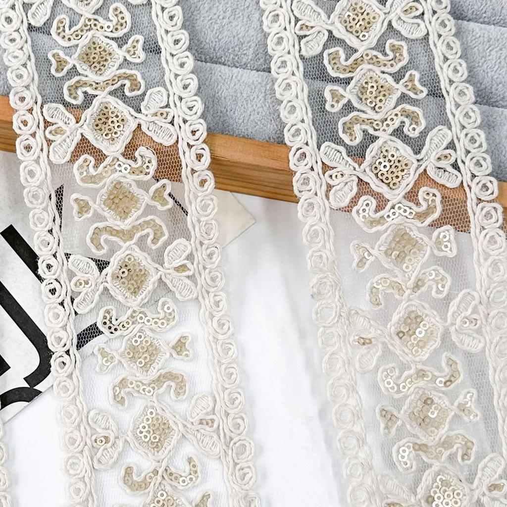 6.5Cm Hollow Sequins Embroidered Webbing Diy Clothing Accessories, Hats And Cuffs, Decorative Ethnic Lace