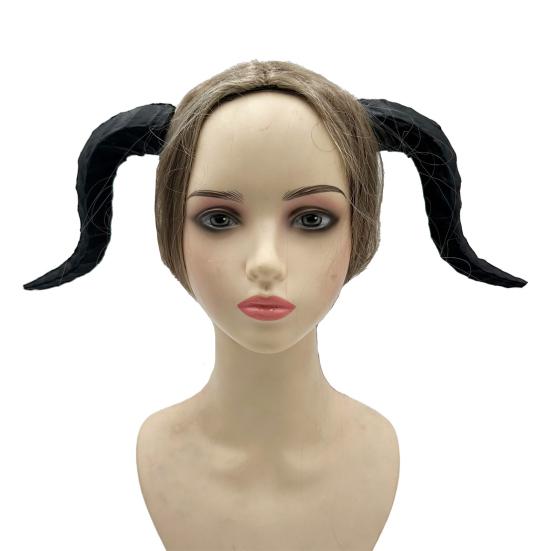 Gothic Devil Horn Headband Imitation Fake Bull Horns Hair Hoop Halloween Dress Up Hair Accessories for Halloween Cosplay Carnival