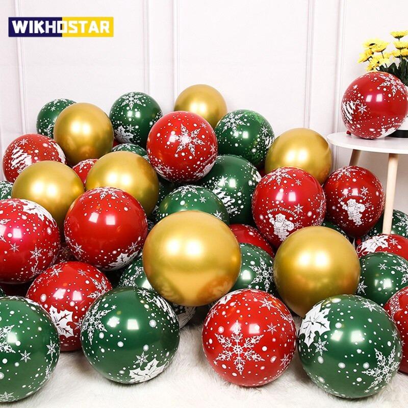 100pcs Christmas Latex Balloon 10inch Golden Green Red Confetti Balloons For Christmas New Year Party Decoration