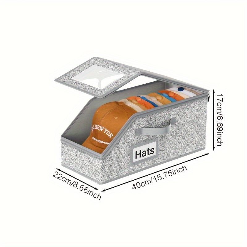 Коробка для хранения шляп, коробка на молнии, пылезащитная коробка для хранения шляп, большая вместимость, штабелируемая коробка для хранения бейсболок