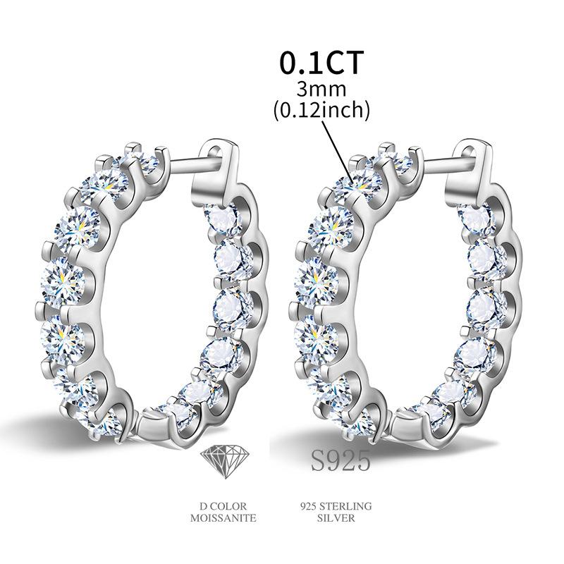 Gra Certified 2.6ct Moissanite Earring 925 Sterling Sliver Wedding Huggie Moissanite Hoop Earring for Women Wedding Jewelry