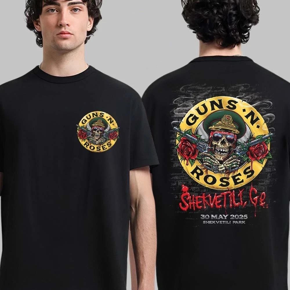 Guns N Roses Мировой Тур 2026 графика 100% Хлопок футболка Мужская Ретро Мода Новый Летний Хип-хоп унисекс Короткий рукав Футболка подарок для фаната