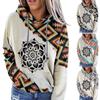 Women's Aztec Hoodie Geometric Pattern Long Sleeve Colour Block Pullover Drawstring Sweatshirt